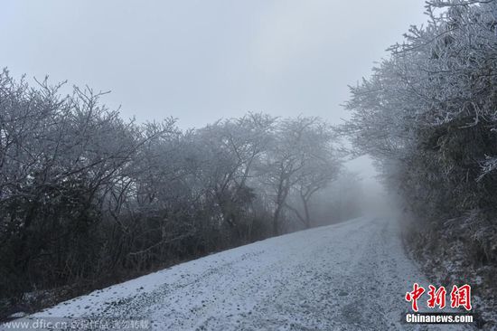 贵州雷公山现迷人雾凇景观