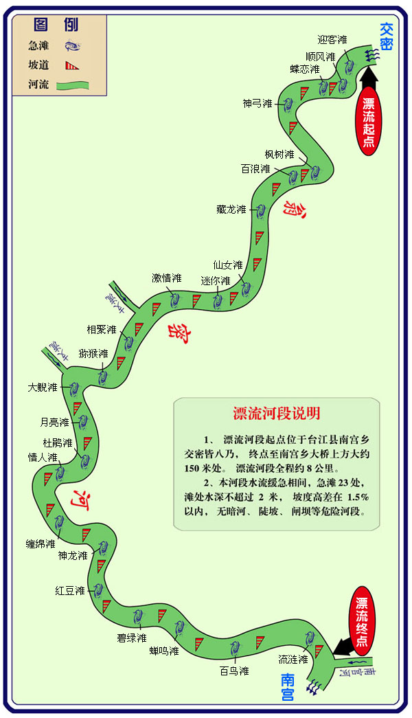 台江翁密河漂流地图
